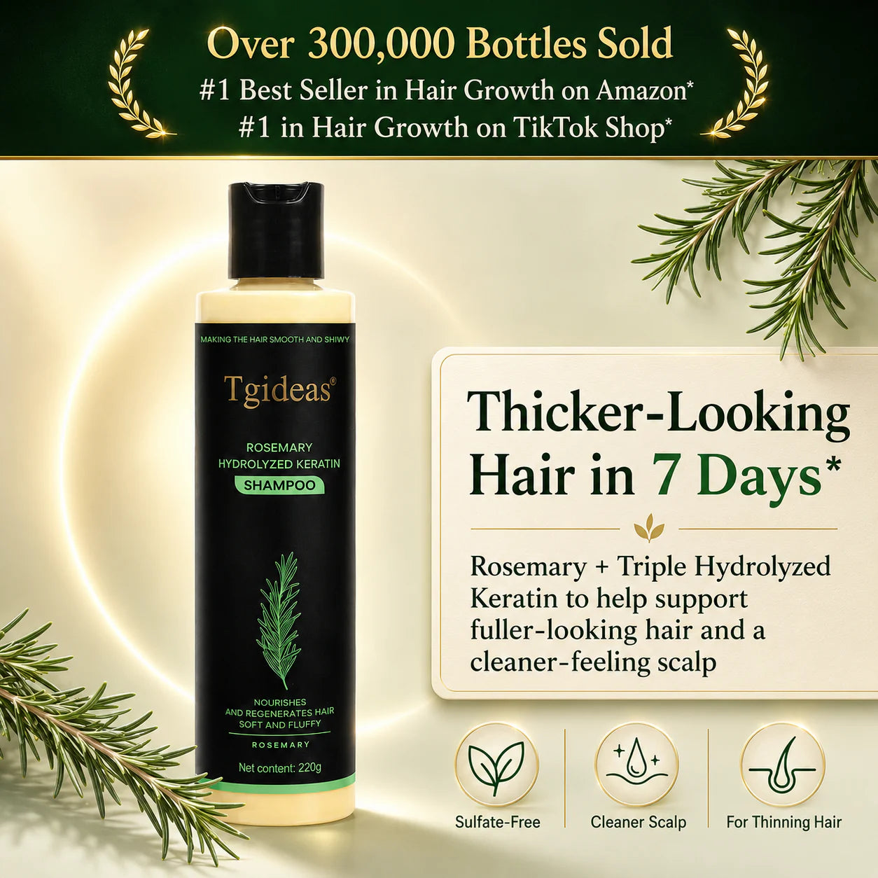 Tgideas® Rosemary Shampoo | Hair Growth & Scalp Treatment